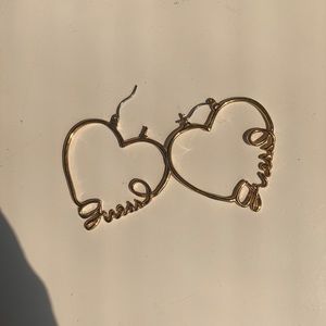 Guess Heart Shaped Hoops
